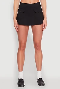 Womens Front Cargo Pocket Mini Skirt, Black, Size L