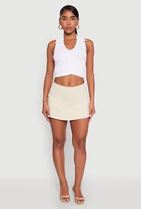 Womens Front Pocket Mini Skort, Khaki,