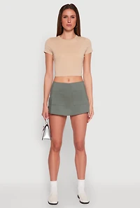 Womens Front Pocket Mini Skort, Green, Size S