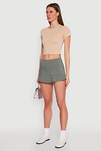 Womens Front Pocket Mini Skort, Green, Size S