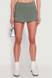 Womens Front Pocket Mini Skort, Green, Size S