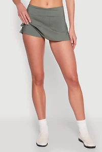 Womens Front Pocket Mini Skort, Green, Size S