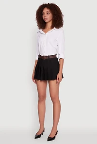 Womens Scuba Pleated Skort with Belt, Black,