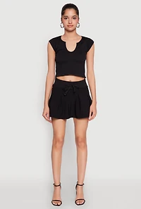 Womens Drawstring Pleated Skirt,