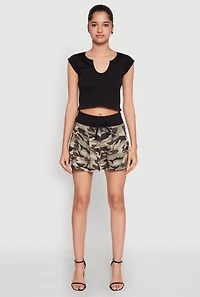 Womens Drawstring Pleated Skirt, Multi, Size S