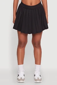 Womens Stylish High Waist Pleated Tennis Skirt, Black, Size XL