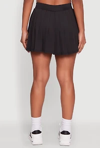 Womens Stylish High Waist Pleated Tennis Skirt, Black, Size XL