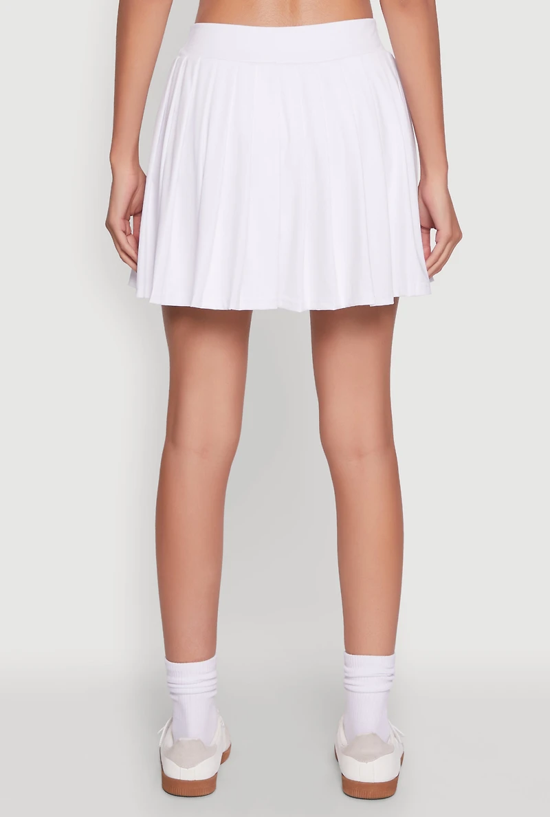 Womens Stylish High Waist Pleated Tennis Skirt, White, Size XL