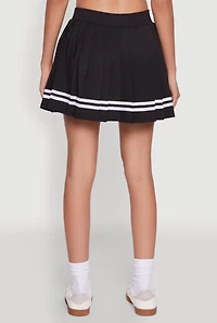 Womens Varsity Stripe Graphic High Waisted Pleated Skirt,