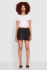 Womens Poplin Bubble Hem Skirt, Black,