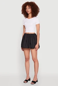 Womens Poplin Bubble Hem Skirt, Black, Size L