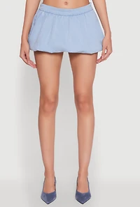 Womens Denim Micro Mini Bubble Skirt, Blue,