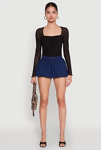 Womens Denim Micro Mini Bubble Skirt, Blue, Size M