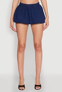 Womens Denim Micro Mini Bubble Skirt, Blue,