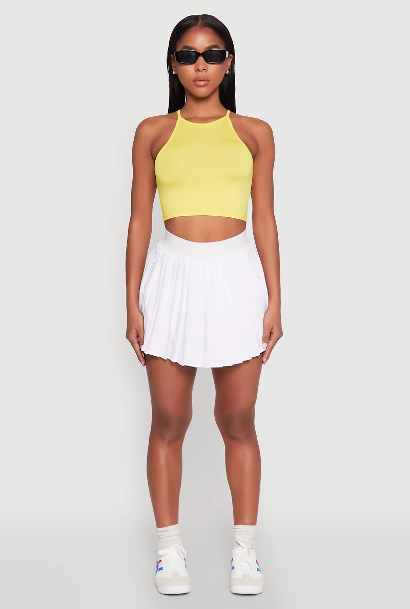 Womens Mini Pleated Skort, White,