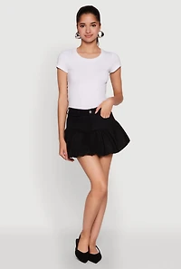 Womens Twill Mini Bubble Skirt, Black, Size L