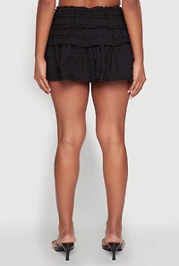 Womens Textured Knit Mini Skirt, Black,