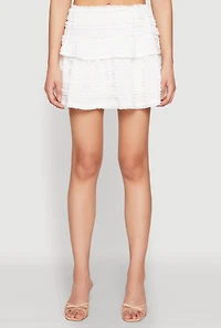 Womens Textured Knit Mini Skirt, White,