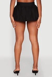 Womens Linen Mini Bubble Skirt, Black, Size XL
