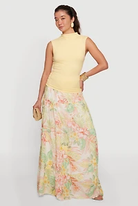 Patterned Tiered Maxi Skirt