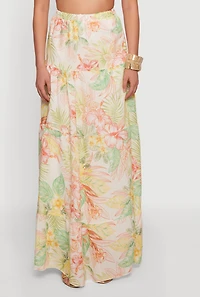 Patterned Tiered Maxi Skirt