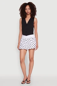 Womens Polka Dot Mini Bubble Skirt, White, Size M