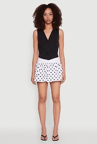 Womens Polka Dot Mini Bubble Skirt, White, Size S