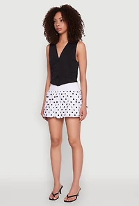 Womens Polka Dot Mini Bubble Skirt, White, Size M