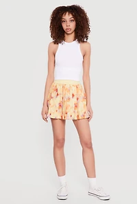Patterned High Waisted Pleated Skort