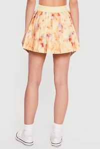 Patterned High Waisted Pleated Skort