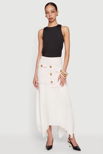 Layered Look Pleated Maxi Skirt