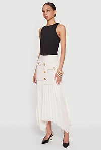 Layered Look Pleated Maxi Skirt