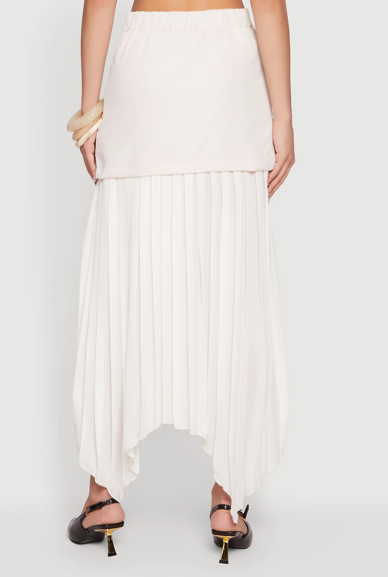 Layered Look Pleated Maxi Skirt