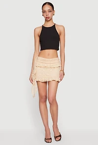 Lace Asymmetrical Ruffled Mini Skirt