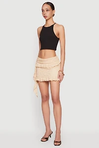 Lace Asymmetrical Ruffled Mini Skirt