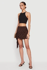 Asymmetrical Ruffle Tiered Mini Skirt