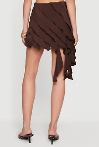 Asymmetrical Ruffle Tiered Mini Skirt