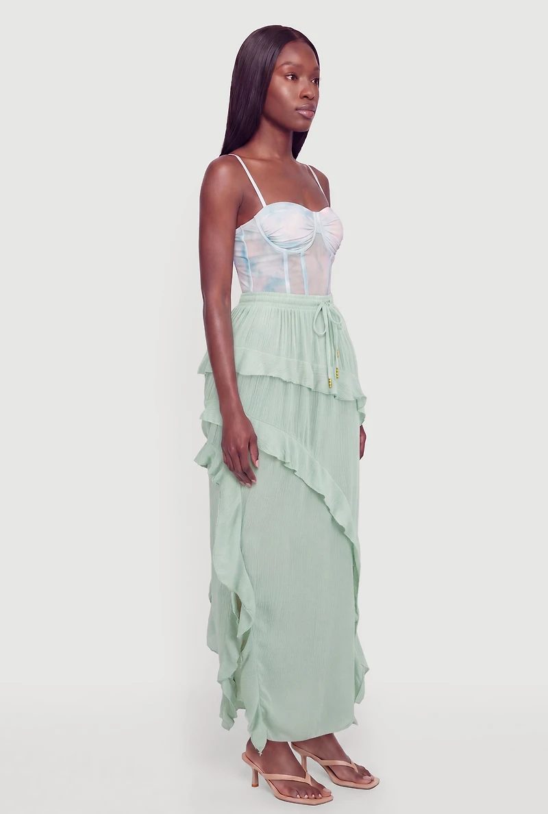 Ruffled Asymmetrical Maxi Skirt