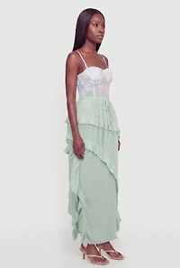 Ruffled Asymmetrical Maxi Skirt