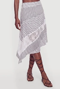 Polka Dot Asymmetrical Midi Skirt