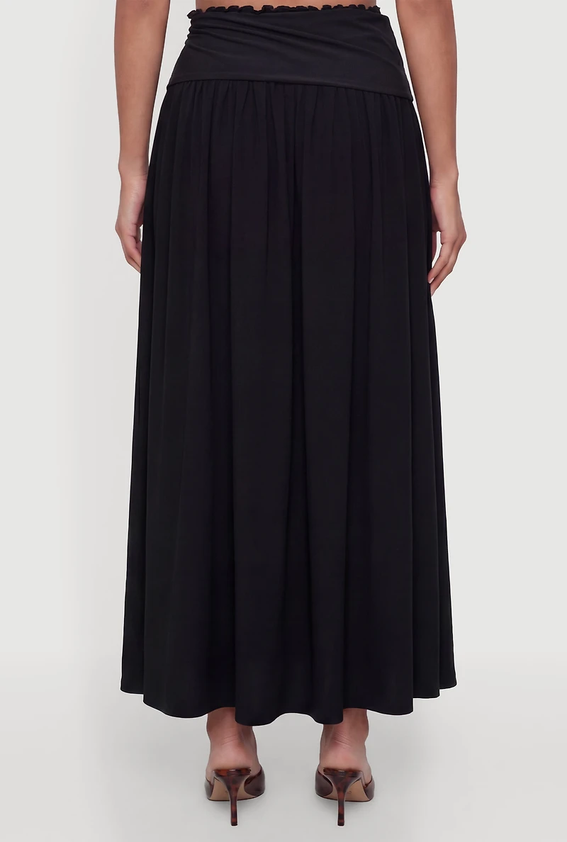 O Ring Tie Waisted Belt Detail Smocked Waist Skirt