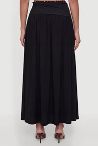O Ring Tie Waisted Belt Detail Smocked Waist Skirt