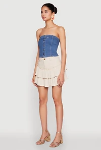 One Button Tiered Mini Skirt