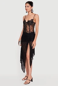 Lace Asymmetrical Drawstring Skirt