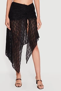 Lace Asymmetrical Drawstring Skirt
