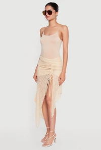 Lace Asymmetrical Drawstring Skirt
