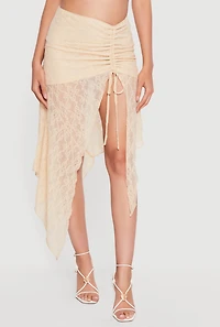 Lace Asymmetrical Drawstring Skirt