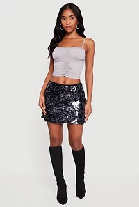 Womens Sequin Pencil Mini Skirt,