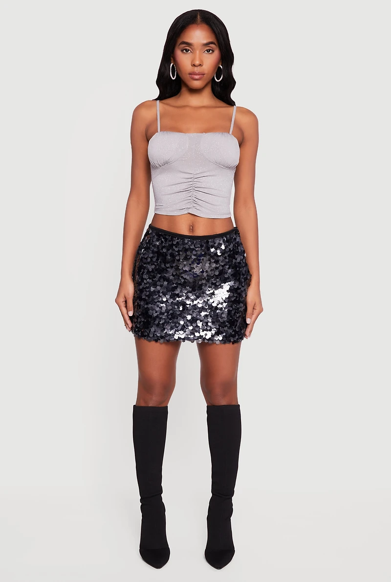 Womens Sequin Pencil Mini Skirt,