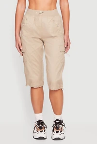 Toggle Drawstring Hem Capri Cargo Pants
